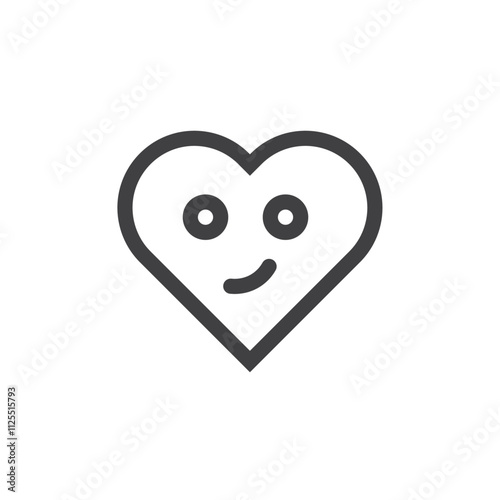 Smirking Face emoticon icon Vector logo outline