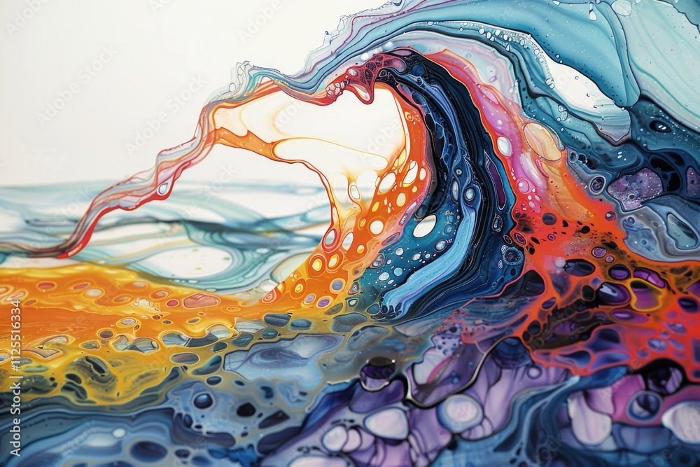 Fototapeta premium A vibrant ocean wave painted with bright colors, great for illustrations and designs