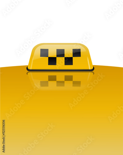 Taxi car roof sign yellow Banner advertising. Realistic illustration isolated on white. Vector