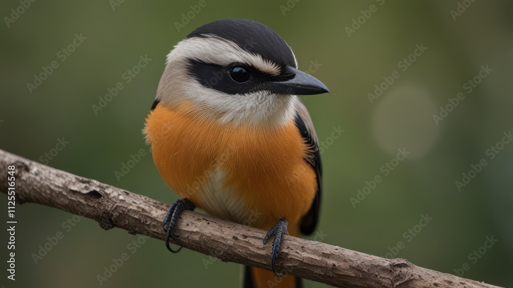 Fototapeta premium Orange-breasted bird perched on a branch.