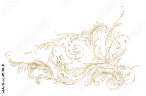 Elegant Watercolor Frames, Baroque Victorian Borders, Hand-Painted Ornamental Beige Designs