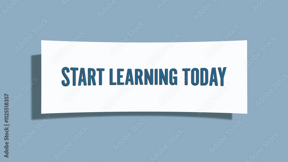Start learning today. A card isolated on blue background. Start learning today. A card isolated on blue background.