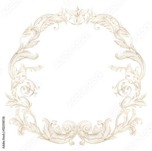 Elegant Watercolor Frames, Baroque Victorian Borders, Hand-Painted Ornamental Beige Designs