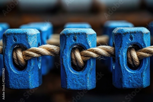 A close-up view of a rope with a knot, ideal for use in scenes where detail is important photo