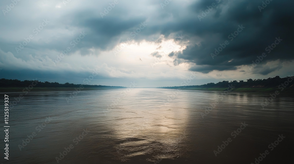 Obraz premium sunset over the river