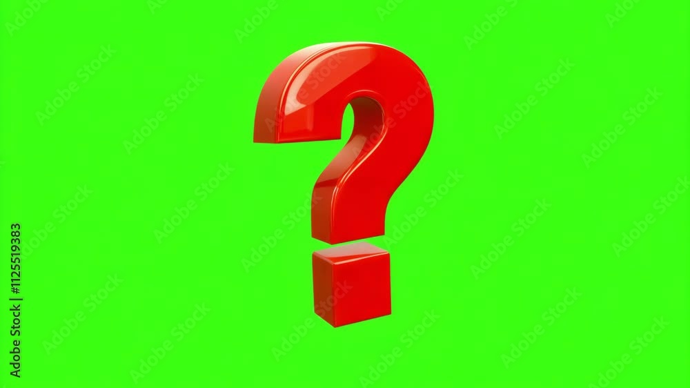 Dynamic growth of a red question mark on a green screen background Dynamic growth of a red question mark on a green screen background