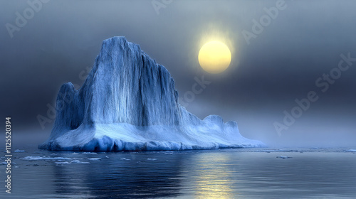 Majestic arctic iceberg at sunset with reflections on tranquil water