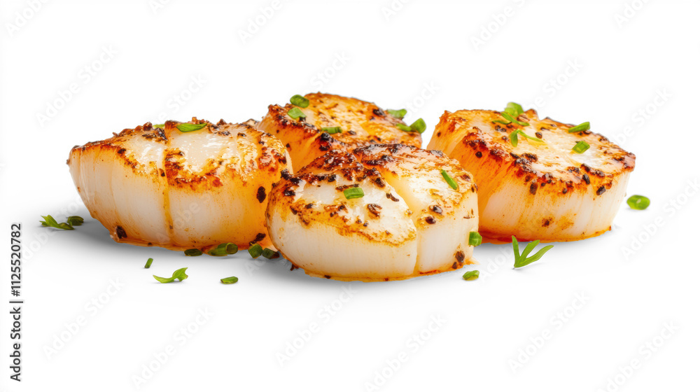 Grilled Scallops with Herbs on Transparent Background Grilled Scallops with Herbs on Transparent Background