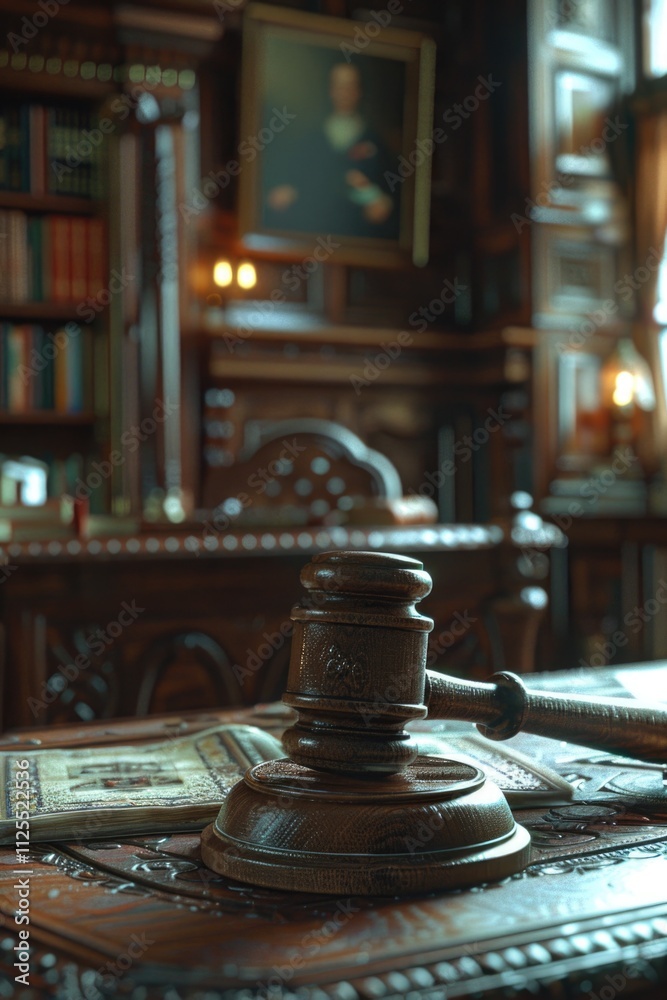 A gavel sitting on a wooden table, suitable for courtroom or meeting use A gavel sitting on a wooden table, suitable for courtroom or meeting use