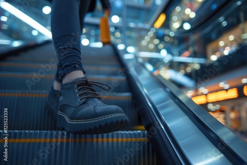 Wallpaper Mural A person walking up an escalator, great for travel or transportation concepts Torontodigital.ca