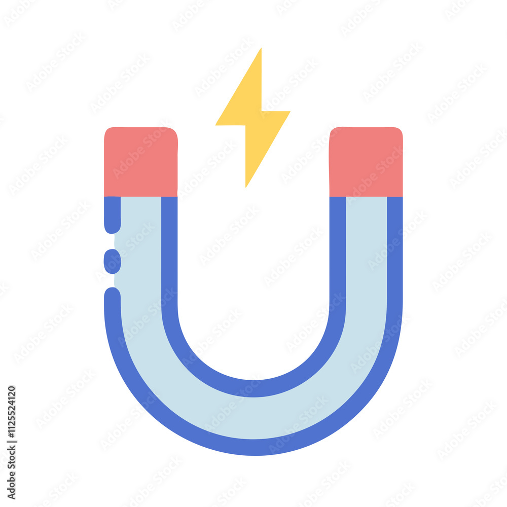 A magnet featuring a prominent lightning bolt design, symbolizing energy and attraction. A magnet featuring a prominent lightning bolt design, symbolizing energy and attraction.