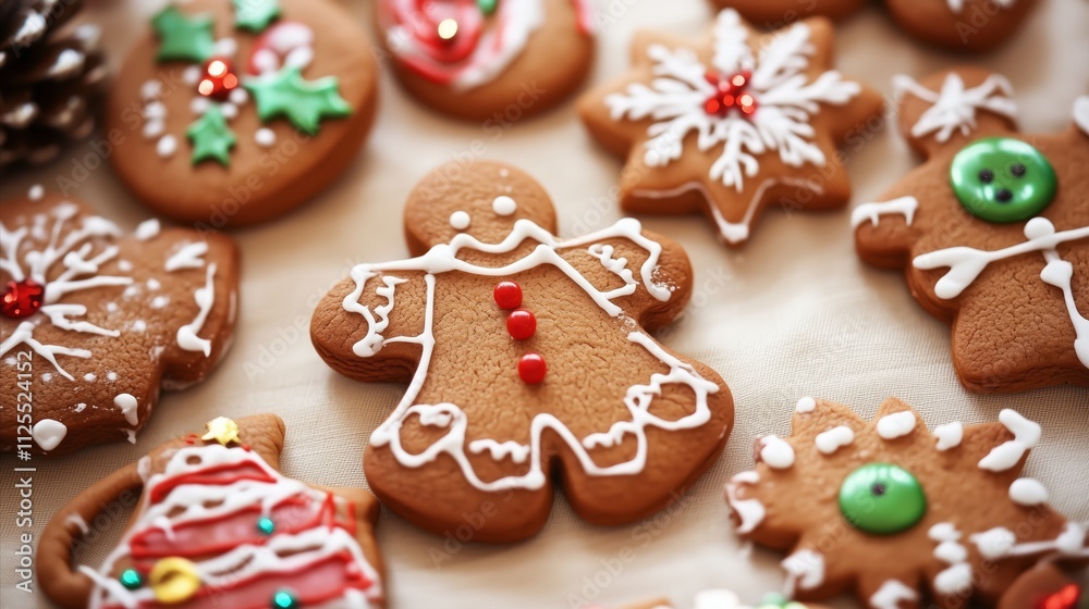 Plate of assorted cookies with a gingerbread man on it Plate of assorted cookies with a gingerbread man on it