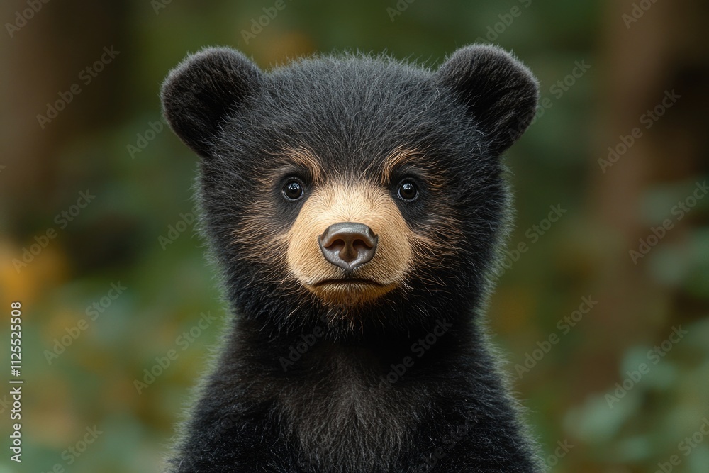 Obraz premium A close-up shot of a black bear gazing directly into the lens, providing an intimate and unique perspective on this majestic animal