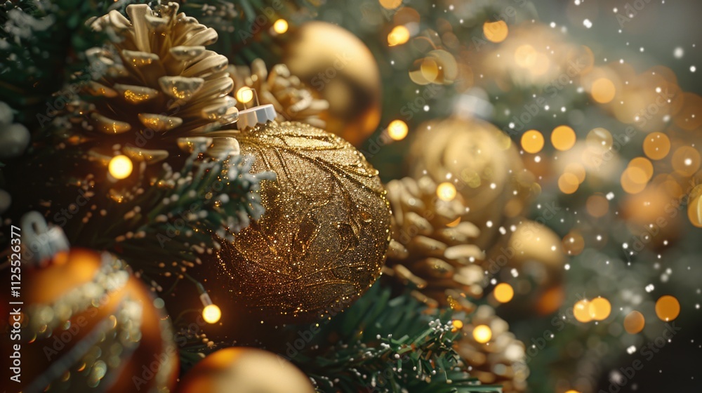 A detailed view of Christmas tree decorations A detailed view of Christmas tree decorations
