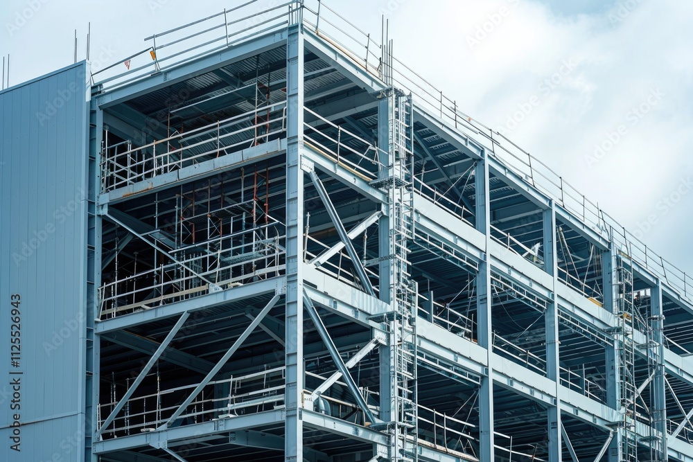 A large building under construction with multiple levels of scaffolding A large building under construction with multiple levels of scaffolding