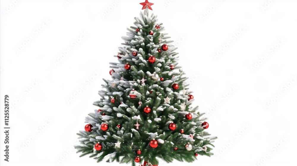 Christmas tree with red and white ornaments Christmas tree with red and white ornaments