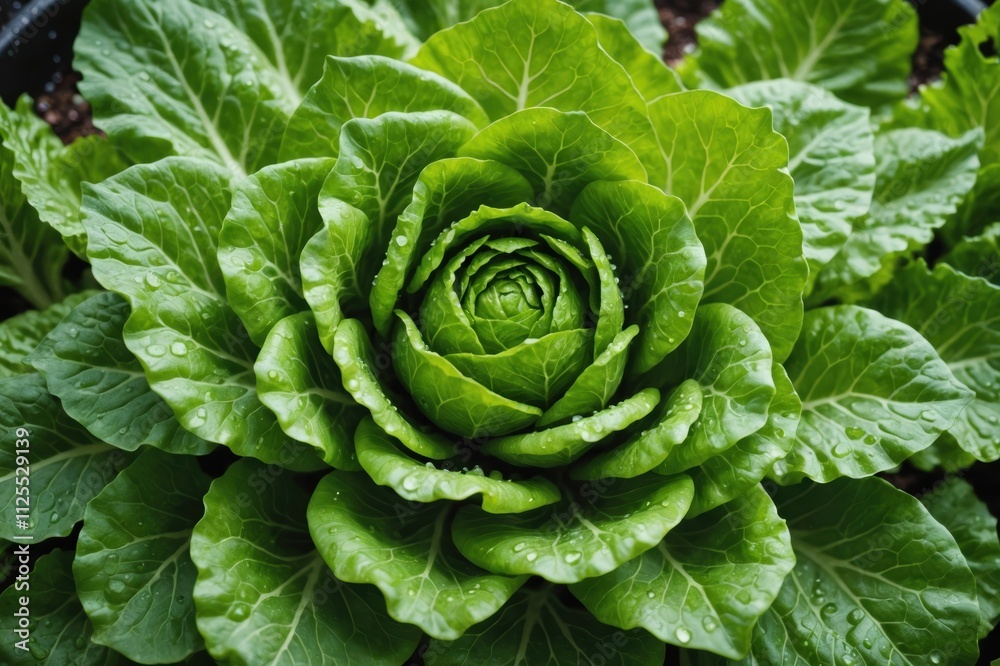 Overhead Shot of Lettuce with visible Water Drops. Close up. Overhead Shot of Lettuce with visible Water Drops. Close up.
