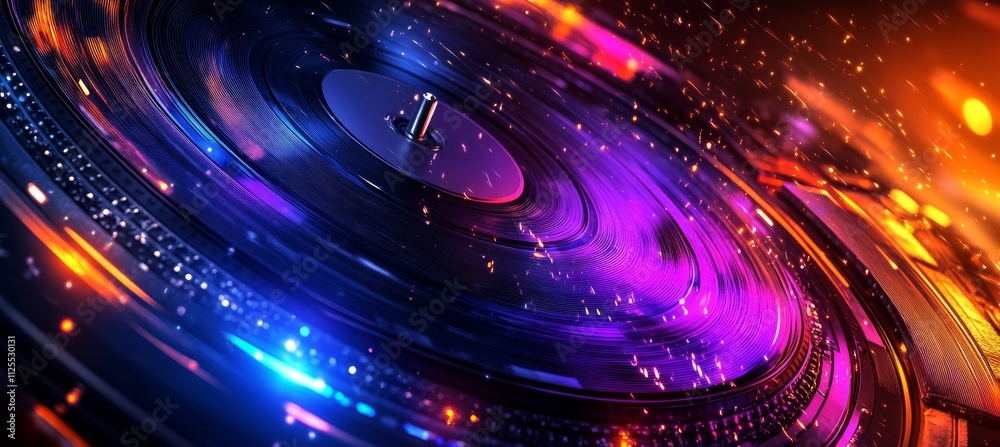 Glowing Turntable A Vibrant Display of Movement and Energy in Colorful Light and Motion Blur Glowing Turntable A Vibrant Display of Movement and Energy in Colorful Light and Motion Blur
