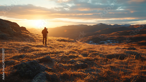 Photographer captures stunning sunset over vast mountain range.