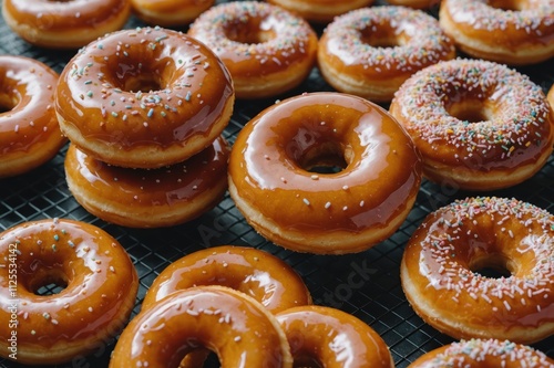 glazed donuts close up macro shot close up flat lay