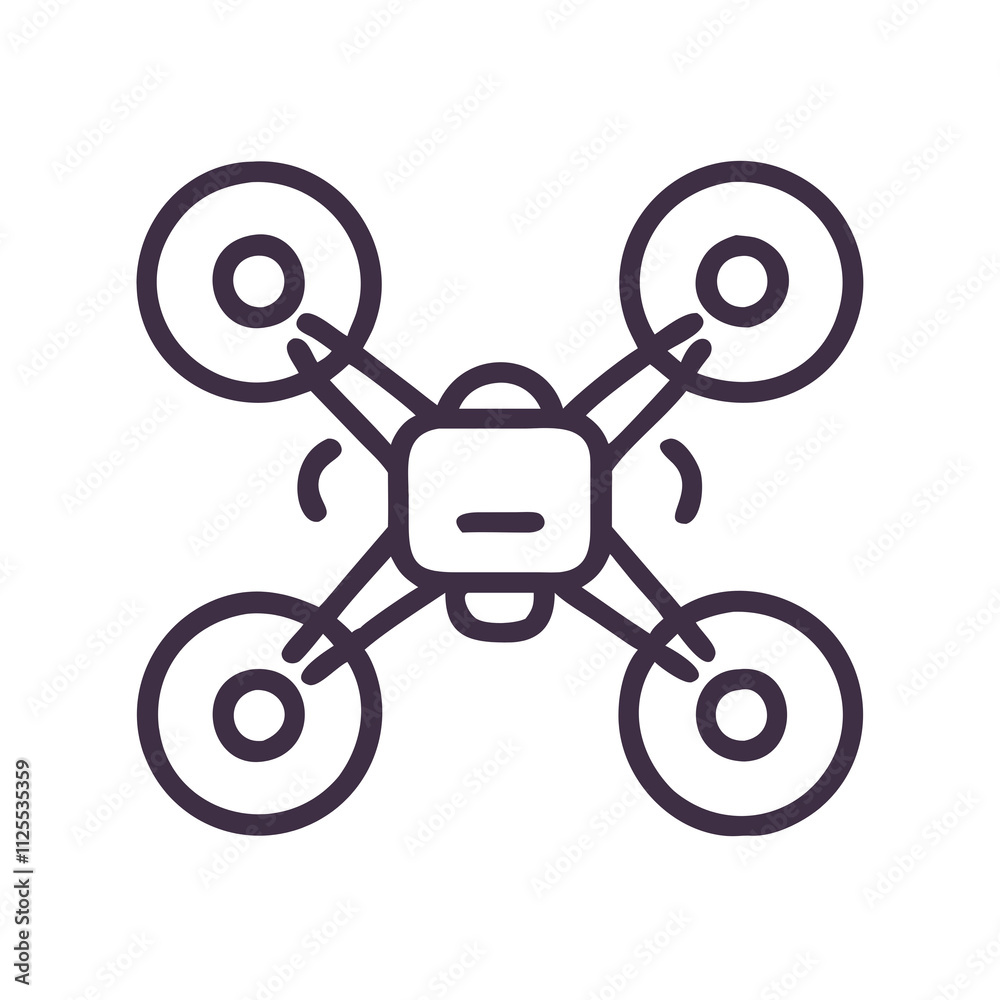 drone icon displayed on a clean white background, symbolizing modern technology and innovation. drone icon displayed on a clean white background, symbolizing modern technology and innovation.