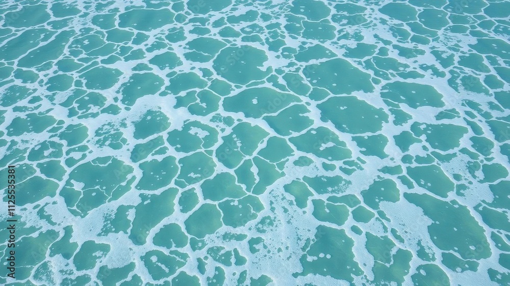 Pure blue turquoise water surface with white foam waves crashing, sea, marine Pure blue turquoise water surface with white foam waves crashing, sea, marine