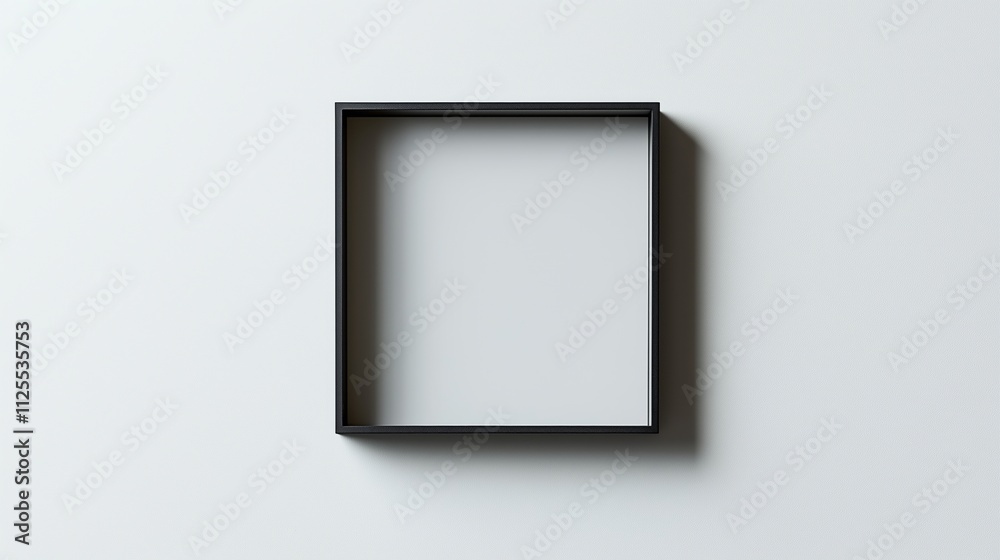 Square black empty shadow box on a light gray background Square black empty shadow box on a light gray background