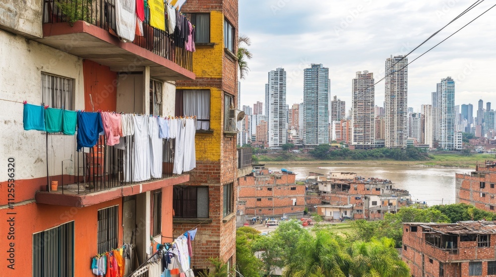 Contrasting Urban Landscapes: Slums and Skyscrapers Contrasting Urban Landscapes: Slums and Skyscrapers