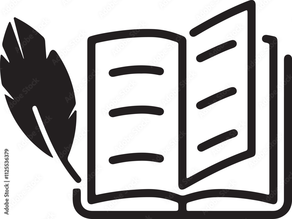 An illustration of an open book icon with a feather pen An illustration of an open book icon with a feather pen