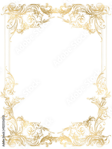 Elegant golden Ornamental Frame PNG, Vintage Border, Classic Victorian Art