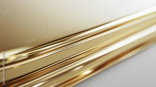 Close-up of reflective golden lines on a light background. luxury design and branding. photo