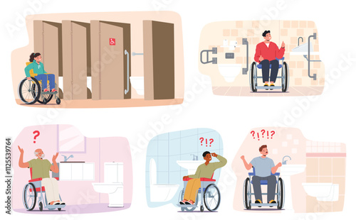 Special conditions of lavatory room service for inclusive people fulfillment and non-fulfillment set