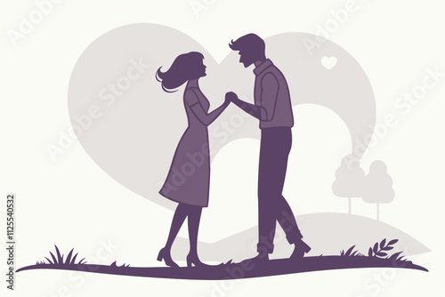 romantic couple silhouettes couple holding hands vector silhouette on a white background