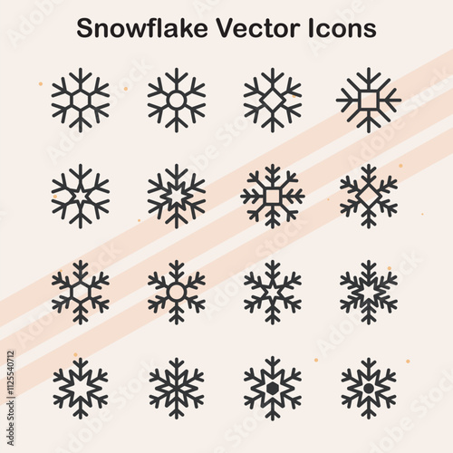 Vector icons representing snowflakes and winter elements  ideal for winter themes  holiday designs  and cold weather projects.