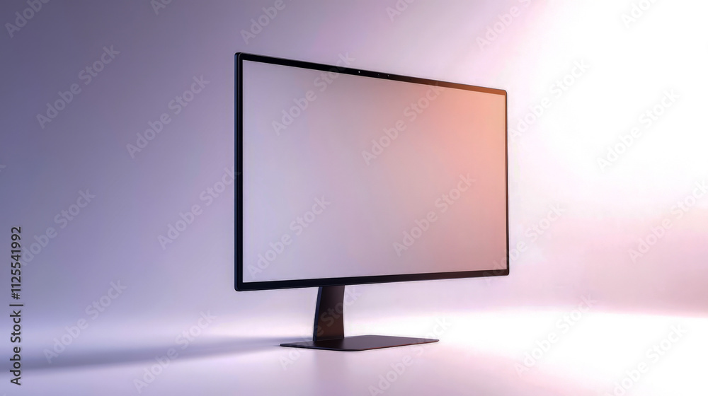 Modern flat screen monitor with minimalist design on gradient background Modern flat screen monitor with minimalist design on gradient background