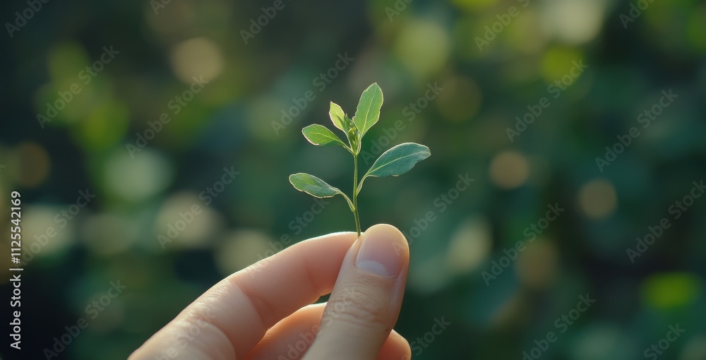 Delicate Green Leaf Held by a Hand in Soft Natural Light, Symbolizing Growth, Nature, and the Beauty of New Beginnings in a Serene Garden Environment Delicate Green Leaf Held by a Hand in Soft Natural Light, Symbolizing Growth, Nature, and the Beauty of New Beginnings in a Serene Garden Environment