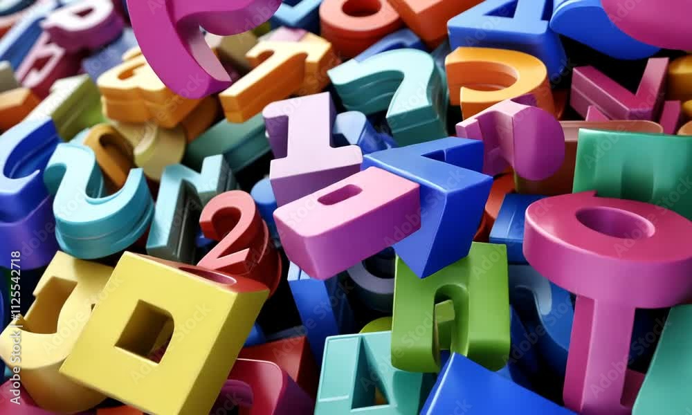Colorful 3D Letters and Numbers Abstract Background