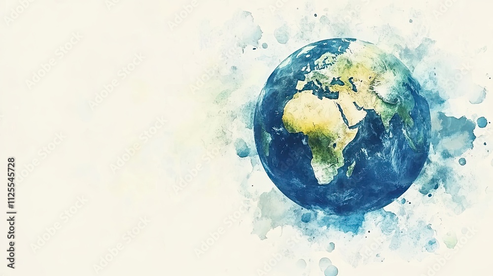 Watercolor Painting of Earth Globe Showing Continents Watercolor Painting of Earth Globe Showing Continents