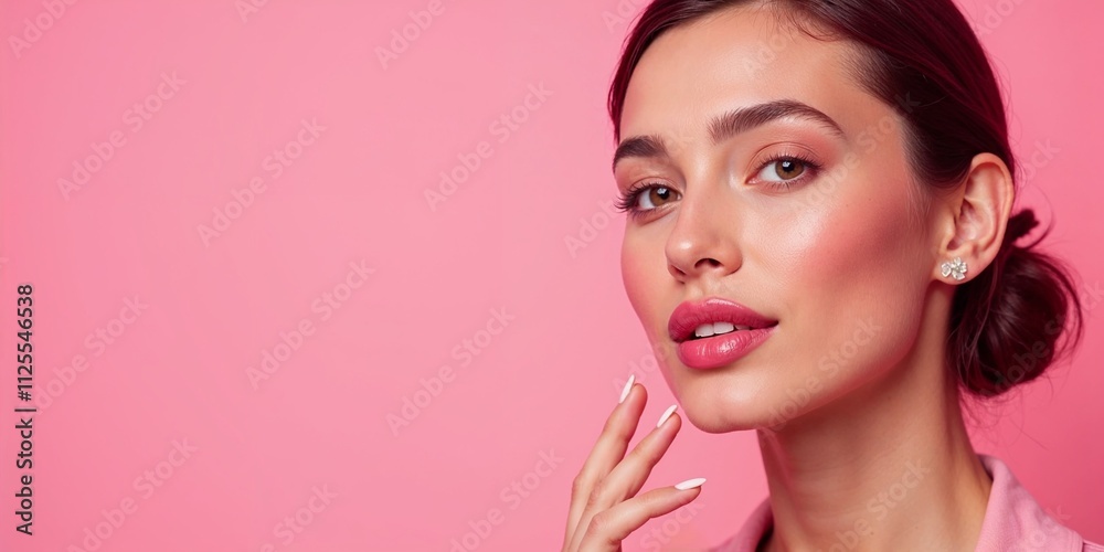 Elegant Woman Touching Face with Radiant Skin
Elegant Woman Touching Face with Radiant Skin
