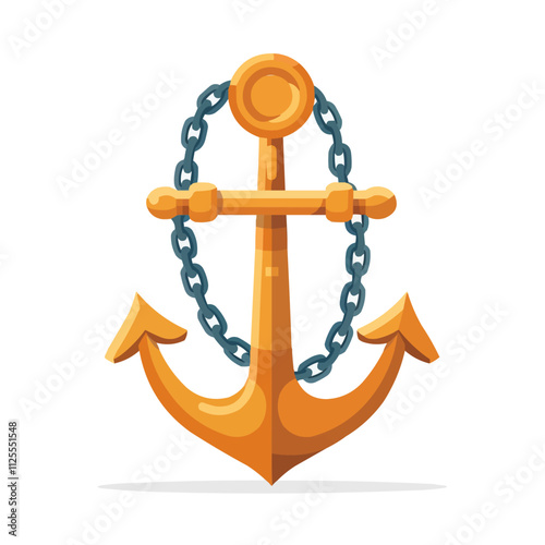 Nautical anchor chain icon flat on white isolated background, vector design. photo