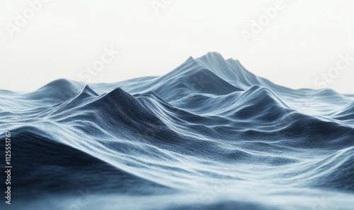 Wallpaper Mural Abstract waves with depth, layered blue tones, modern aesthetic, Torontodigital.ca