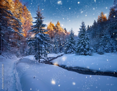 adding soft snowfall and twinkling lights to this winter forest scene creates an atmosphere that s soothing and enchanting photo