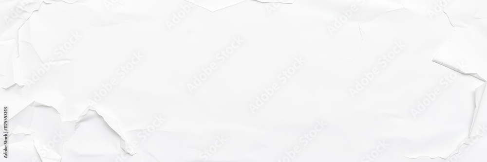 Obraz premium Blank white crumpled and creased paper poster texture background with folds and wrinkles, blank, paper, crumpled