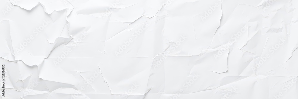 Obraz premium Crumpled white paper texture with creases and wrinkles, material, blank