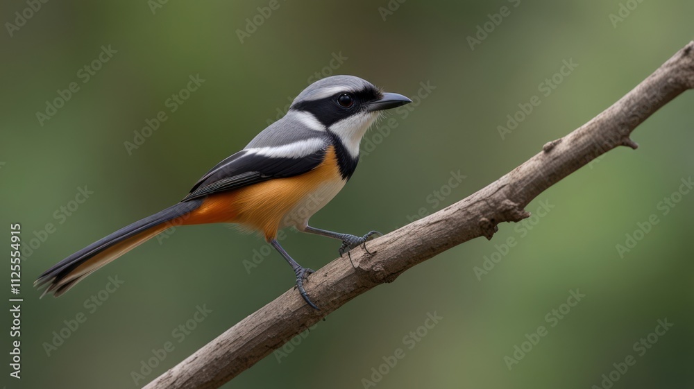 Close-up of a grey-headed myna perched on a branch, profile view, vibrant plumage. Close-up of a grey-headed myna perched on a branch, profile view, vibrant plumage.
