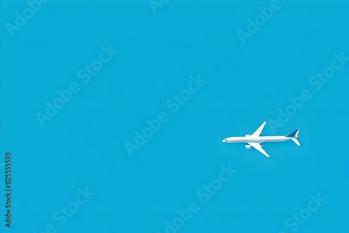 Top-down aerial view of a runway with a passenger jet airplane centered perfectly on it