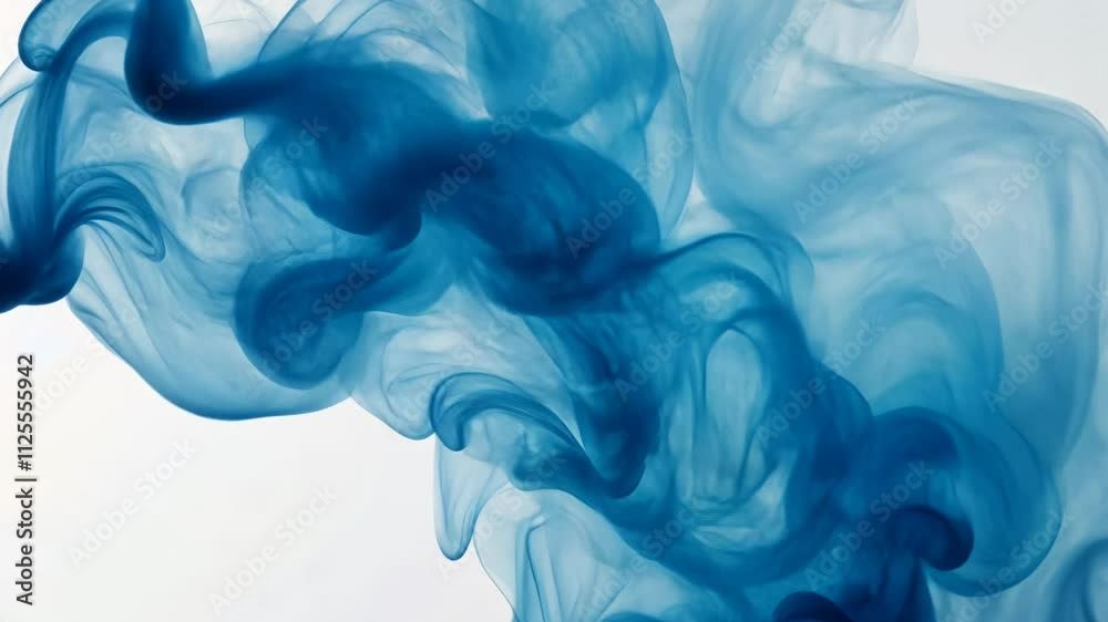 Abstract blue smoke on white background, ethereal art. Creative fluid movement and wavy pattern concept Abstract blue smoke on white background, ethereal art. Creative fluid movement and wavy pattern concept
