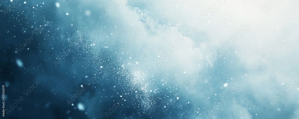 Abstract background with snowflakes gently drifting over a soft gradient from blue to white, peaceful winte Abstract background with snowflakes gently drifting over a soft gradient from blue to white, peaceful winte