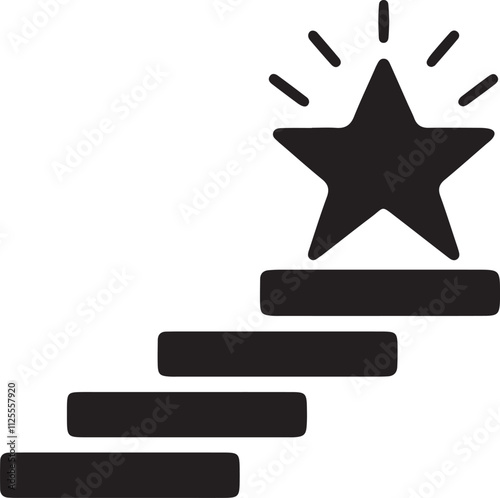 An illustration of an icon featuring a staircase graph with a shining star at the top