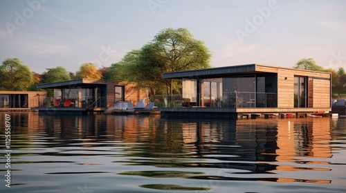 A photo of Minimalist Houseboat Homes Nestled